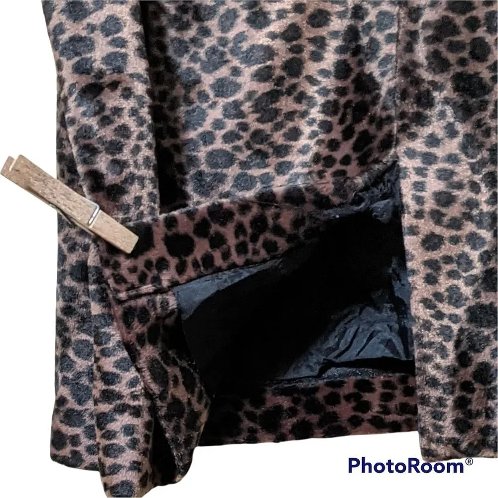 Vintage Alex Garfield leopard print skirt faux fur velveteen Boho punk s…